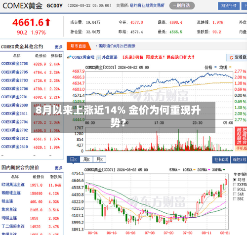 8月以来上涨近14% 金价为何重现升势?-第1张图片