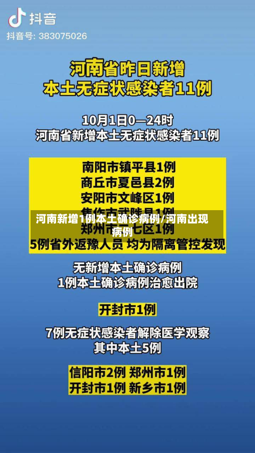 河南新增1例本土确诊病例/河南出现病例